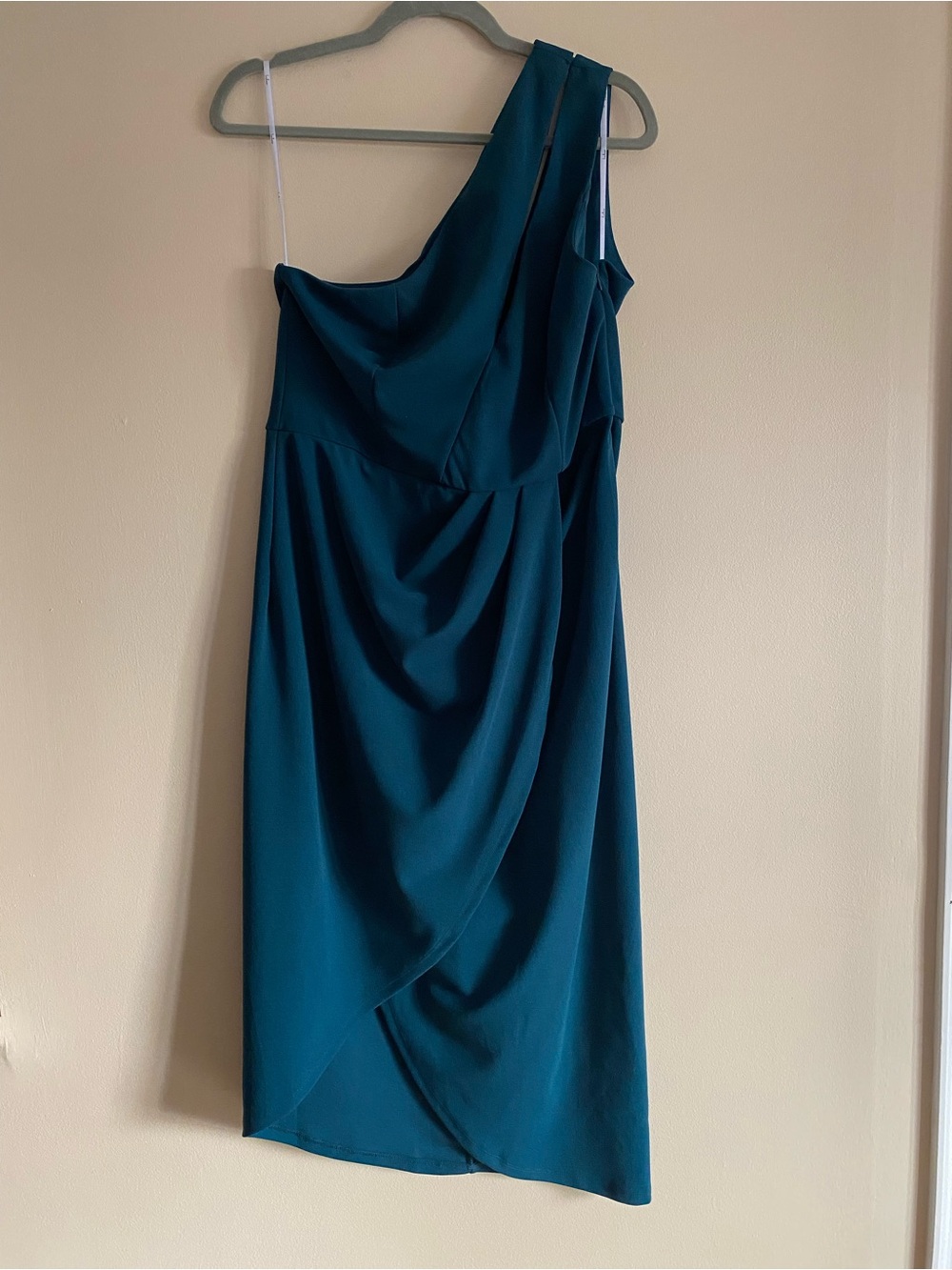 Lulu's Teal One-Shoulder Draped Cocktail Dress